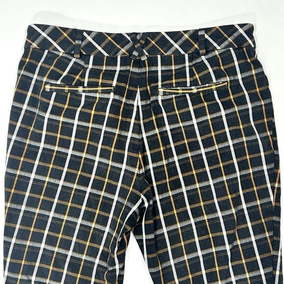 Tartan Plaid Slim Ankle Trousers Anthropologie Black Women's Size 12 Large - Picture 5 of 7